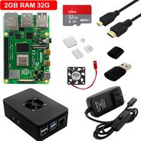 Kit Raspberry Pi 4 Modèle B Original 2/4/8 Go de RAM Boîtier ABS Carte SD Alimentation Ventilateur de Refroidissement Câble Open Source Éducatif