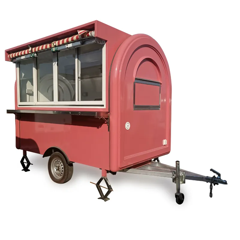 SLUNG Customizable full-featured gourmet trailer with right-angled triangle window for removable ice cream waffle fritters