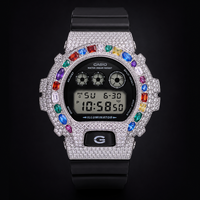 Boîtier de montre en laiton serti de moissanite, compatible avec les Casio G-Shock DW6900, bijoux de luxe hip-hop en gros