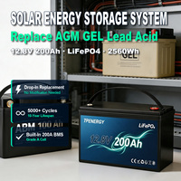Batería LFP TPENERGY de 12V 200Ah con BMS Integrado de 200A, Reemplaza a las Baterías AGM, GEL y de Plomo-Ácido, Sistema de Almacenamiento de Energía Solar