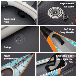 Kayak Inflable de Alta Gama 2024, Tipo Tandem, con Tecnología Drop Stitch, para 2 Personas, Pesca, Remo, Canoa, Uso en Océano, 430*90 - Product Image 5