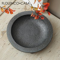 Assiette à dîner créative de cuisine moléculaire japonaise Ciment noir Cuivre Polydisk Fruit Bowl Centerpiece Décoratif pour un usage domestique