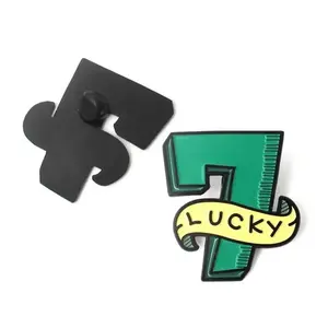 Free Design Badge Pins Customization No Minimum Pin Enamel Zinc Alloy Lucky Numbers Metal Lapel Pins