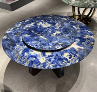 Table à manger ronde moderne de luxe en marbre avec plateau tournant pour hôtel et restaurant