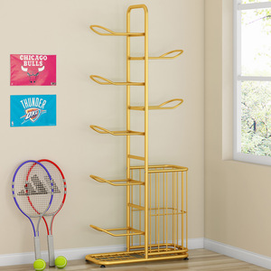 Étagère de rangement multi-niveaux pour balles, 4 couches, grande capacité, type sur pied, pour le basketball, le volley-ball, le football, le tennis de table, organisateur de raquettes - Product Image 4