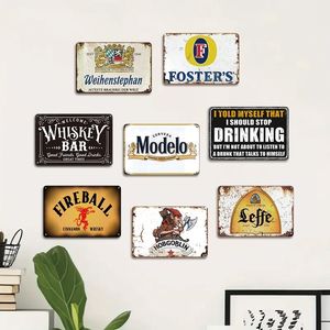 Juego de Letreros de Metal Vintage de Marcas de Cerveza, Debería Dejar de Beber Muskoka Foster Modelo Whiskey, Decoración de Pared para Bar - Product Image 4