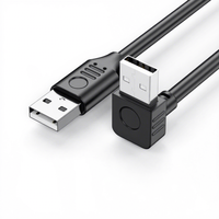Câble de données USB 2.0 A mâle-mâle en gros, droit et coudé, pour boîtier de disque dur, refroidisseur d'ordinateur portable, décodeur