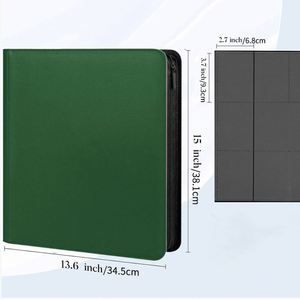 FUXI Custom 12-Pocket PU Leather Graded Slab <b>Toploader</b> Trading Card Binder, Side/Top-Loading Zipper Photo Album - Product Image 2