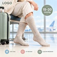 Chaussettes de compression sportives vert sauge à compression graduée pour mollets, avec tableau de mesure, manchette plus large et bout plat