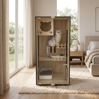 Villa de luxe pour chat d'intérieur, nouvelle arrivée, grande enclos en bois massif avec roulettes pour chats, utilisation en intérieur
