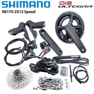 Groupe de transmission électronique Shimano <span class=keywords><strong>Ultegra</strong></span> Di2 R8170 2x12s pour vélo de route à freins à disque, comprenant R8150 FD RD R8100 et <span class=keywords><strong>pédalier</strong></span> d'origine - Product Image 1