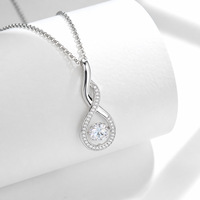 Collier en Moissanite, Pendentif Goutte d'Eau Torsadé en Argent Sterling 925, Couleur D VVS1, 6,5 mm, 3 Couleurs