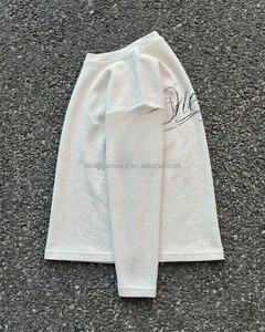 Chemise thermique gaufrée blanche vintage pour homme, coupe oversize à épaules tombantes, manches longues, style streetwear, effet vieilli - Product Image 3