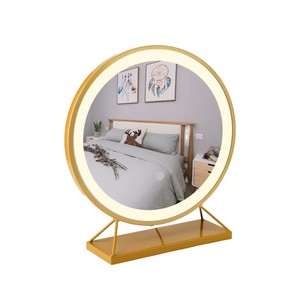 Gương tròn trang điểm gương lớn Máy tính để bàn LED sinh viên ký túc xá phòng ngủ bàn trang điểm Máy tính để bàn Net đỏ lấp đầy ánh sáng Gương tròn - Product Image 1