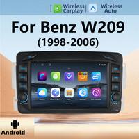 Radio de Coche Android 2Din de 7 Pulgadas, Reproductor Multimedia de Video, GPS, Carplay, 4G, RDS, Compatible con Mercedes Benz W209