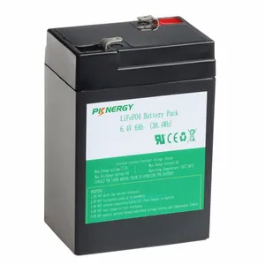 Pndergy-Paquete de batería LiFePO4 de 6,4 V, 6Ah, con carcasa de reemplazo, 6V, 6ah, batería de plomo ácido
