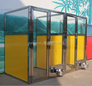 Luxe Roestvrijstalen 304 Hondenkennel Met Gehard Glazen Deuren Ijzeren Huisdierenkooi Met Knoopsluiting - Product Image 6