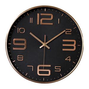 Logo personalizzato 30cm orologio da parete mono volto moderno Art Deco oro nero analogico per uso cucina decorazione in aula scuola a casa ufficio - Product Image 3