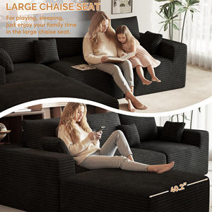 Sofá Seccional en Forma de L con Tapizado de Terciopelo Moderno, con Soporte Ergonómico, Almohadas Extraíbles y Gran Capacidad para la Sala de Estar - Product Image 5