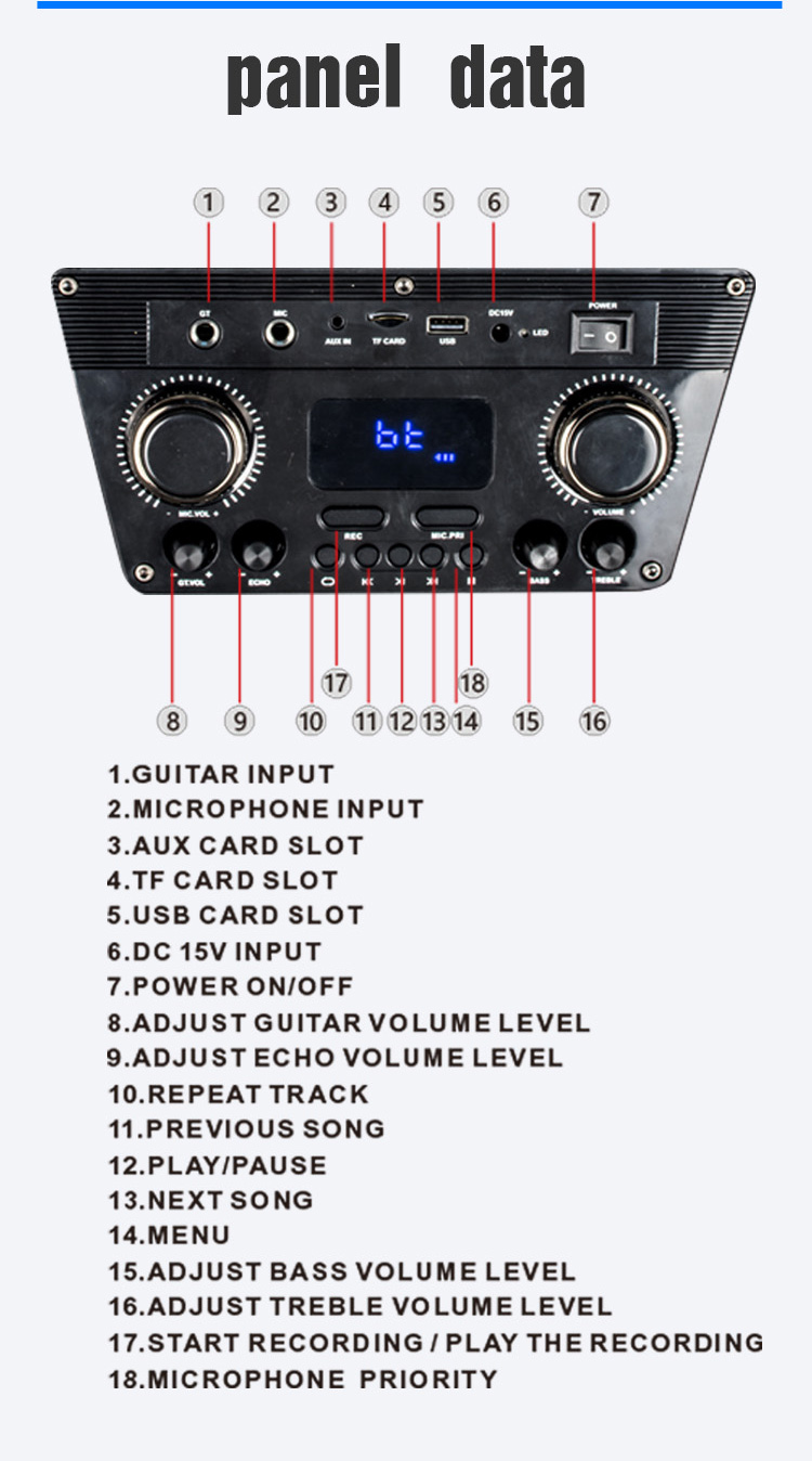 FQ08-01 Professional Stage Speakers Black Portable Sound Box