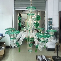 Lustre grande fleur de luxe doré en verre blanc de style moderne européen Offre Spéciale lampes suspendues en verre de Murano