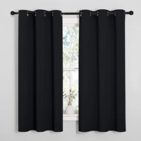 Rideaux occultants pour chambre à coucher, 2 panneaux, 40 x 63 pouces de long, noirs |   Rideaux occultants à œillets pour salon, isolants thermiquement