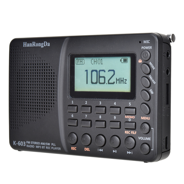 Portable Voice Recorder K603 AM/SW/FM Stereo TF USB Radio Receiver