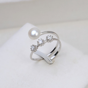 Anneau ouvert en argent S925, accessoires de bijoux en perles DIY, support vide pour anneau de cheveux et anneau de doigt, anneaux de mode 1884 - Product Image 1