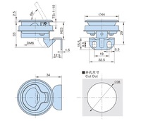 Tirer en plastique circulaire tirer la serrure de porte plate tirer par RV boîte à outils anneau serrure de porte