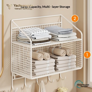 Minimalist Metal Wall Mounted Storage <b>Rack</b> With Hooks For Behind Door Or Wall Organization Rust Resistant Single Tier Design - Product Image 4