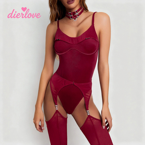 Dierlove Nuova Lingerie Sexy Intima da Donna, Elegante Body in Pizzo <span class=keywords><strong>Rosso</strong></span> per San Valentino, Certificato OEKOTEX - Product Image 3