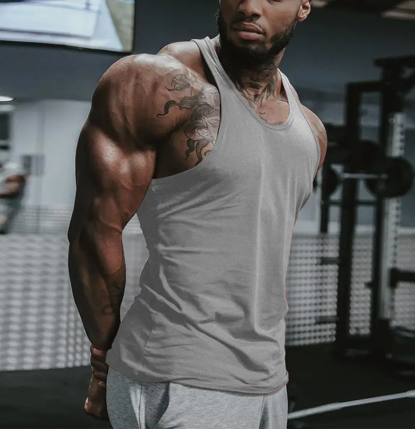 Groothandel Custom Heren Katoen Wit Naadloze Fitness Bodybuilding Onderhemd Training String Singlet Gym Tank Tops Vest Voor Mannen