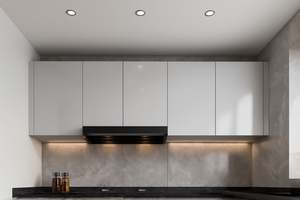 SANTOPOVA Modern L-Shaped <b>Kitchen</b> Set with White Glossy <b>Cabinets</b> and <b>Black</b> Stone Countertop - Product Image 4