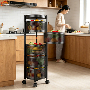 Étagère de rangement rotative en fer à 5 niveaux XL pour cuisine, salle de bain, <span class=keywords><strong>garage</strong></span>, panier à fruits et légumes, organisateur pour chaussures, vêtements, outils - Product Image 1