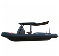 Bateau pneumatique rigide en aluminium haut de gamme LUX750 RIB750 7,5 m, siège en cuir orange de luxe, yacht RIB avec toit rigide