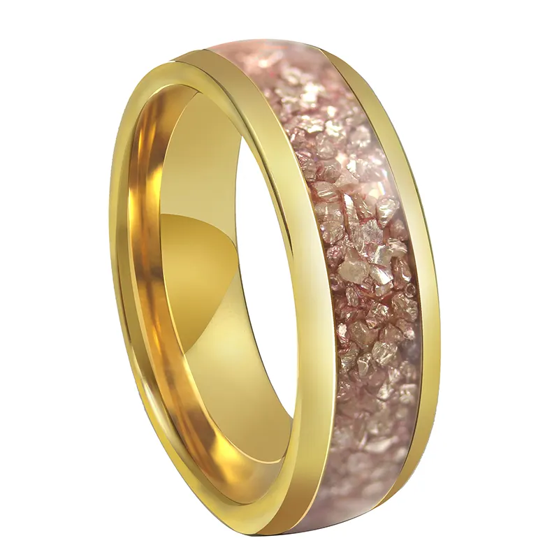 CHENG JEWELERS VENTA AL POR MAYOR nuevos anillos 2024 imitación Rosa aplastado incrustaciones de ópalo boda tungsteno chapado en oro anillos masculinos