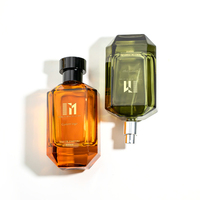 Flacon de parfum de luxe 100 ml en verre coloré à coupe octogonale, avec logo personnalisé, impression sérigraphique, pulvérisateur à pompe, diffuseur à bâtonnets, parfum
