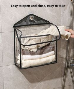 Wholesale <b>Portable</b> PVC Transparent Bathroom <b>Shower</b> Wash Waterproof Wall Hanging Single Tier Clothes Storage Bag Travel-Ready - Product Image 2