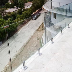 Barandilla de Vidrio sin Marco al por Mayor, Valla de Vidrio con Soportes de Acero Inoxidable, Barandilla de Seguridad de Fácil Instalación para Piscina, Jardín, Villa - Product Image 3