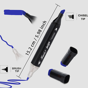 Logo personalizzato 24 colori penne penne a doppia punta all'ingrosso a buon mercato con punta penna ad acquerello Set <span class=keywords><strong>pennarello</strong></span> a doppia punta - Product Image 3