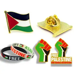 Venda quente de fábrica broche personalizado mapa da Palestina lenço para presente pulseira crachá esmaltado bandeira do país alfinetes de lapela lembranças alfinetes da Palestina