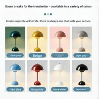 Lámpara de Mesa Moderna Recargable con Forma de Hongo, Lámpara LED con Control Táctil Regulable para Decoración de Dormitorio, Estudio y Hogar Nórdico
