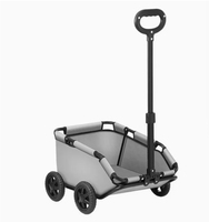 Poussette pliable multifonctionnelle pour chiens et chats, chariot portable 2-en-1 et chariot de courses avec design en V à accès facile