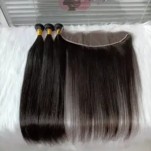 Venditori visone estensioni dei capelli lisci 100 tracce di capelli umani doppia cuticola disegnata allineata capelli vergini grezzi tesse e parrucche