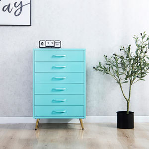 Colore blu cielo mobili soggiorno in metallo acciaio <span class=keywords><strong>cassettone</strong></span> 6 cassettiera cassettiera divano <span class=keywords><strong>letto</strong></span> armadietto laterale con piedini - Product Image 2