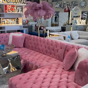 Sofás de Salón de Lujo, Sofá Seccional de Tela Chesterfield, Sofá Seccional Modular, Muebles de Salón Modernos - Product Image 1