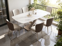 Table de salle à manger moderne avec plateau en marbre fritté et 6 chaises – Offre spéciale usine
