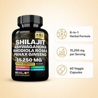 Complément alimentaire 8-en-1 Shilajit Ashwagandha Rhodiola Ginseng en capsules végétales (60 unités) – Marque privée OEM ODM