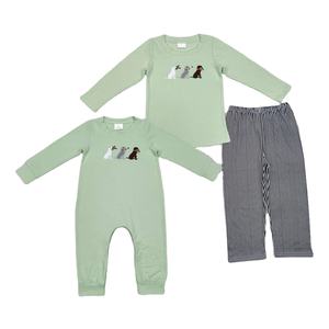 Vêtements de marque pour enfants, ensemble de vêtements de boutique pour garçons automne hiver, broderie de canards et de chiens, tenues de chasse pour enfants - Product Image 1