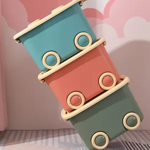 2021New Product Eco-Friend Bench Trolley Stackable Children Car Shape Kid Plastic Bins Toy Organize Storage Bins Box With Wheels